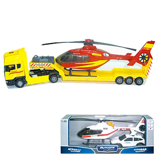Модель тягача с вертолетом "SCANIA TRANSPORT" (Autotime Collection 10872-00)