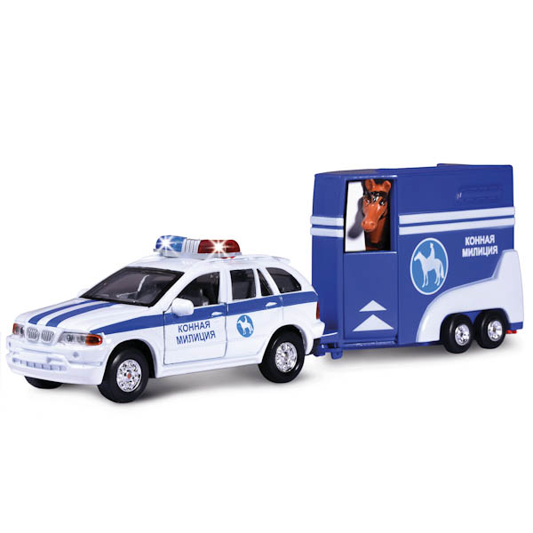 Машина металлическая инерционная "Конная полиция с фургоном и лошадкой" (Технопарк CT10-027-1)