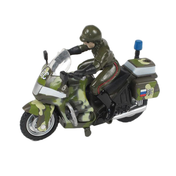 Мотоцикл металлический инерционный с фигуркой "Военный" (Технопарк CT-1247-1)