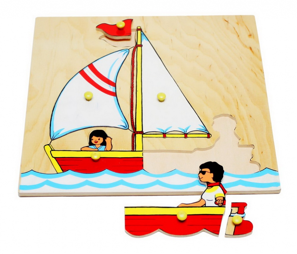 Деревянная мозаика "Лодка Парусник" (ЛЭМ 1013)