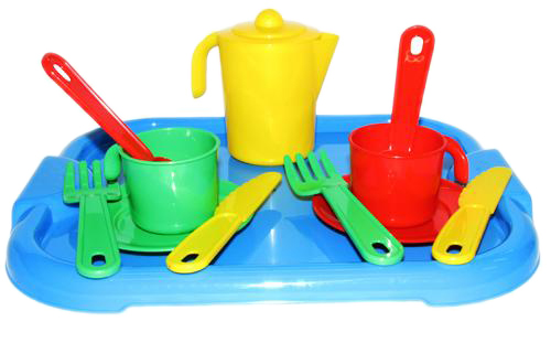 Набор игрушечной посуды с подносом на 2 персоны "Анюта" (Полесье 3865)