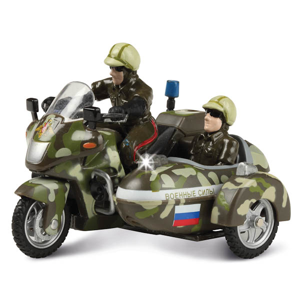 Мотоцикл металлический инерционный с фигурками "Военные силы" (Технопарк CT-1247-4)
