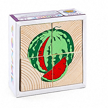 Деревянные кубики "Сложи рисунок. Фрукты-ягоды" (Томик 3333-2)