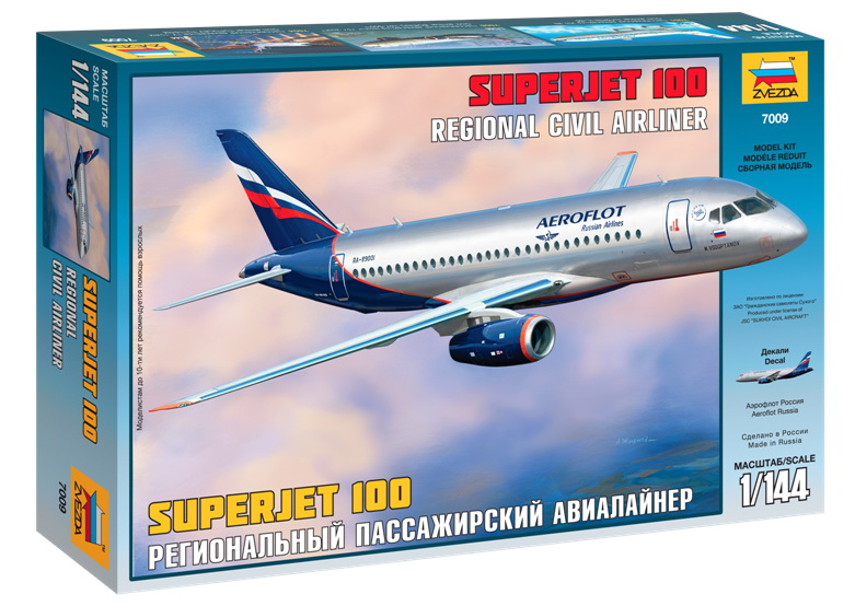 Сборная модель "Региональный пассажирский авиалайнер Superjet 100" (Звезда 7009)