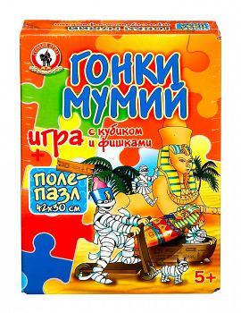 Игра с кубиком и фишками "Поле-Пазл. Гонки мумий" (Русский стиль 03046)