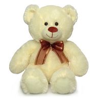 Мягкая игрушка "Медведь белый с коричневым бантом малый"
