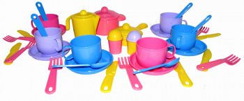 Набор игрушечной посуды на 6 персон "Хозяюшка" (Полесье 4015)