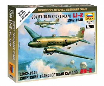 Сборная модель "Великая Отечественная. Советский транспортный самолет Ли-2 1942-1945" (Звезда 6140)