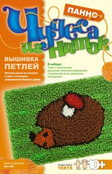 Вышивка петлей "Панно. Чудеса из ниток. Ежик на прогулке" (Lori Нит-038)