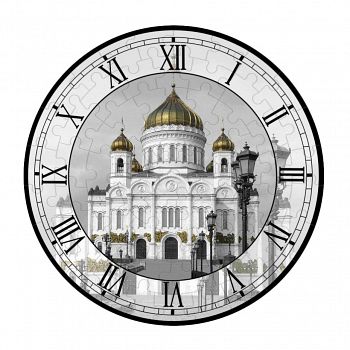 Часы-пазл из картона "Храм Христа Спасителя" (Умная Бумага 126-24)