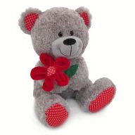 Мягкая игрушка "Медведь с красным цветком"