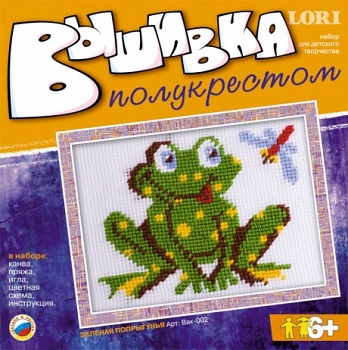 Вышивка полукрестом "Зеленая попрыгунья" (Lori Вак-002)