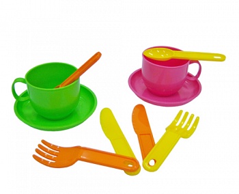 Набор игрушечной посуды на 2 персоны "Минутка" (Полесье 9554)