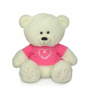 Мягкая игрушка "Медвежонок Масик белый в маечке с сердцем" (Lava 8546N)