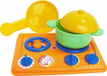 Набор игрушечной посуды с плитой (Пластмастер 21025)