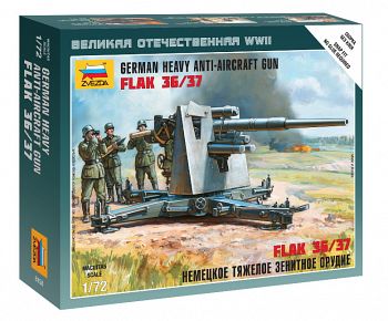 Сборная модель "Великая Отечественная. Немецкое тяжелое зенитное орудие FLAK 36/37" (Звезда 6158)