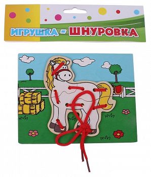Деревянная игрушка-шнуровка "Лошадка на ферме" (Лесная мастерская 495099)
