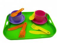 Набор игрушечной посуды с подносом на 2 персоны "Минутка"