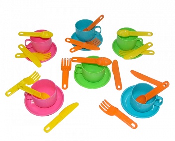 Набор игрушечной посуды на 6 персон "Минутка" (Полесье 9585)